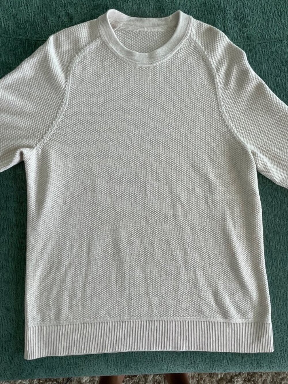 Lululemon White Textured Long-Sleeve Crewneck Sweater L - Soft Knit - MSRP $128